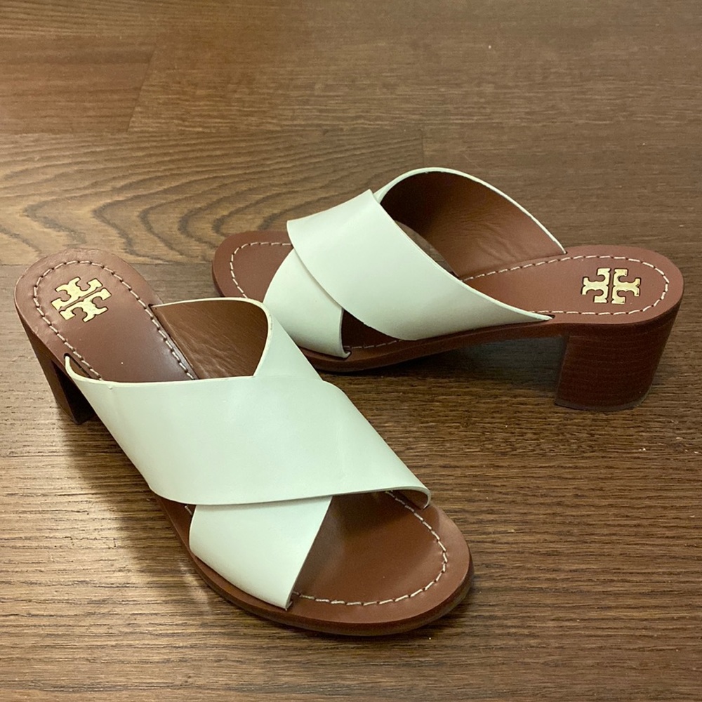 Tory Burch Ivory Montrose Mules Heel Sandals